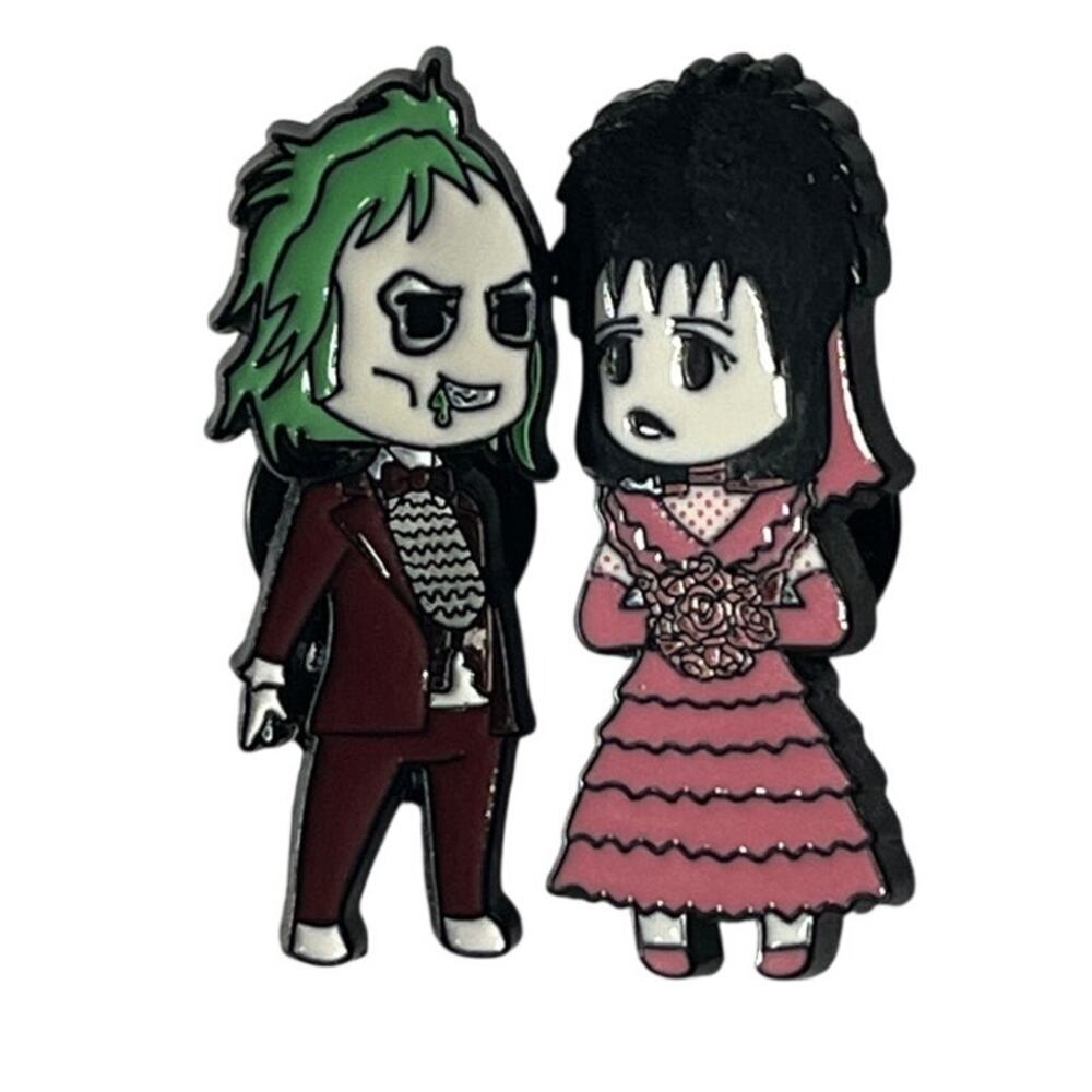 Beetlejuice and Lydia Metal Lapel Pins Set